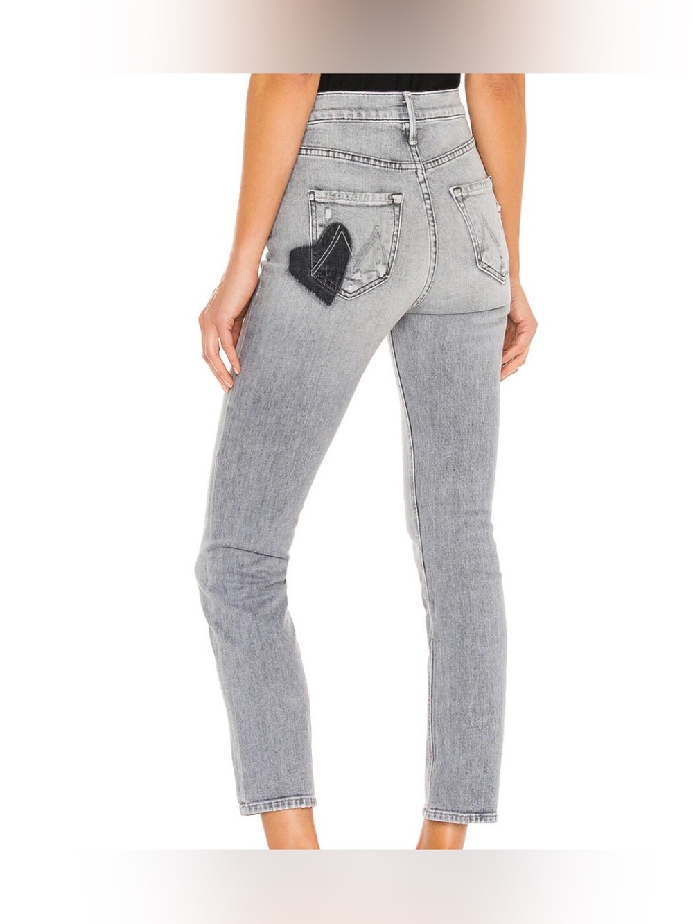 MOTHER The Button Fly Dazzler Ankle Light Gray Jeans Size:28